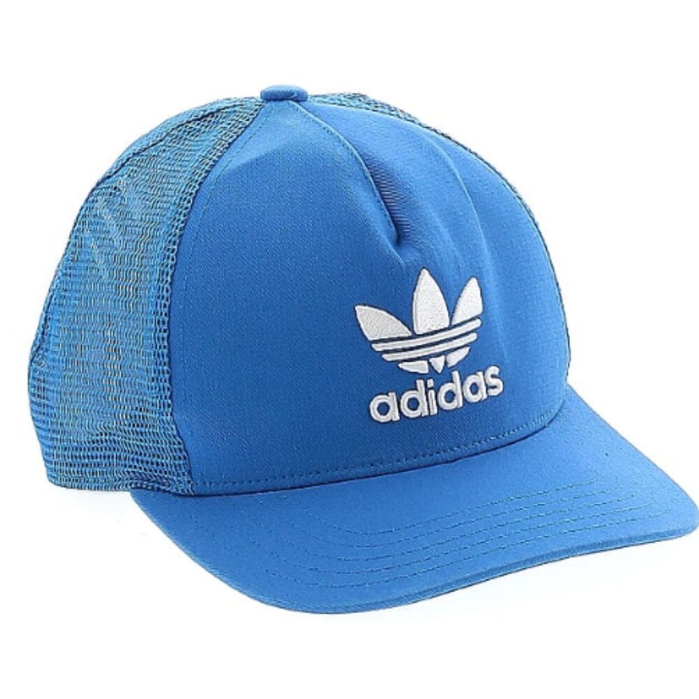 Adidas Blue Trucker Hat Mesh Snapback Logo Cap Unisex Streetwear